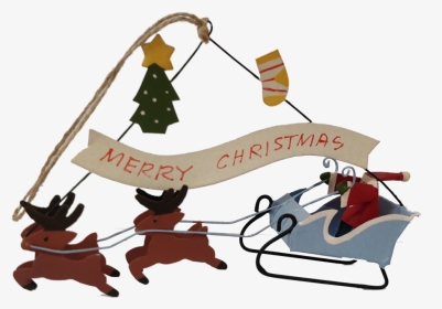 Shoeless Joe Santa On Blue Sleigh Christmas Decoration - Illustration, HD Png Download, Transparent PNG