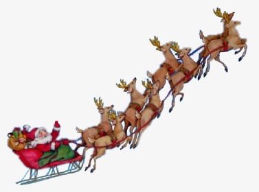 Santa Sleigh Flying Reindeer, HD Png Download, Transparent PNG
