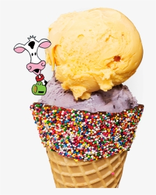 Two Scoops Of Ice Cream In A Homemade Waffle Cone From - Gelato, HD Png Download, Transparent PNG