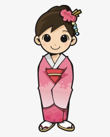 Girl In Kimono Cartoon Png Clipart , Png Download - Girl In Kimono Clipart, Transparent Png, Transparent PNG