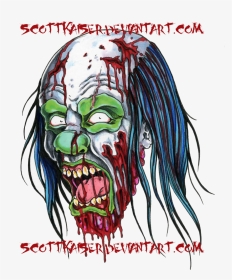 Zombie Colored Jester Skull Tattoo Design - Joker Tattoo, HD Png Download, Transparent PNG