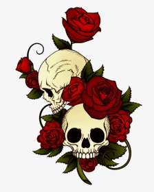 #skulls #roses #tattoo - Skulls And Roses Drawing, HD Png Download, Transparent PNG