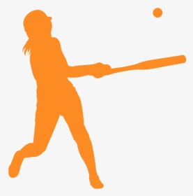 Silhouette Girls Softball Softball Transparent Png, Png Download, Transparent PNG