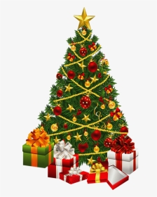 ❄️ Sapin De Noël Png, Tube - Christmas Tree With Gift, Transparent Png, Transparent PNG