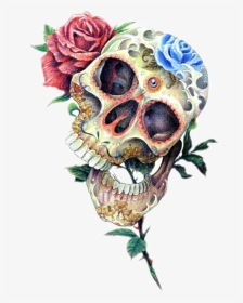#skull #skulls #roses #skullsandroses #tattoo #tattooart - Roses On Mexican Skull, HD Png Download, Transparent PNG