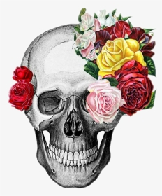 #skull #humanface #humanhead #head #scaryv#horror #flowers - Skull With Flowers Png, Transparent Png, Transparent PNG
