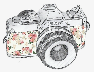 #retro #camera #flowers - Camera Drawings, HD Png Download, Transparent PNG
