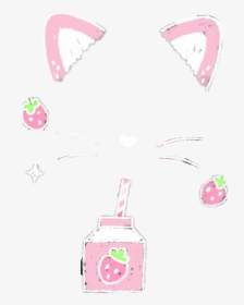#milk #snowfilter #snow #pink #strawberry #cat #ears - Snow Cat Filter Png, Transparent Png, Transparent PNG