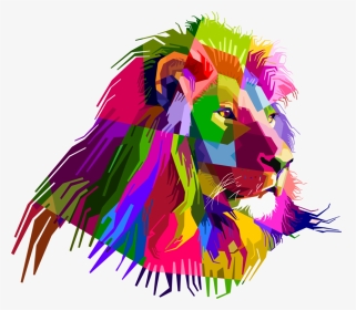 Art,big Cats,carnivoran - Iphone Wallpaper Colorful Lion, HD Png Download, Transparent PNG