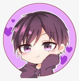 #purple #hearts #sticker #boy #cute #kawaii #anime - Cute Kawaii Chibi Boy, HD Png Download, Transparent PNG