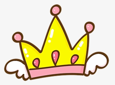 #love #cute #heart #hearts #pink #crown #yellow #wings - Cute Cartoon Crown Png, Transparent Png, Transparent PNG