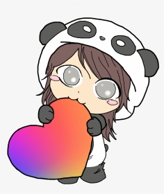 #cute #kawaii #panda #chibi #girl #love #heart #freetoedit - Chibi Panda Girl, HD Png Download, Transparent PNG