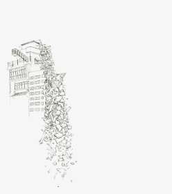 Ink Drawing Of Building Falling Into Rubble - Drawing, HD Png Download, Transparent PNG
