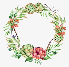 Svg Library Stock Flower Plant Wreath Illustration - Succulent Watercolor Png Wreath, Transparent Png, Transparent PNG