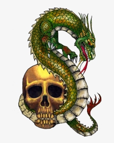 Dragon And Skull Tattoo 2014ab - Skull Dragon Tattoo Png, Transparent Png, Transparent PNG