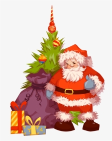 Père Noël, Sapin, Cadeaux - Christmas Santa Claus, HD Png Download, Transparent PNG