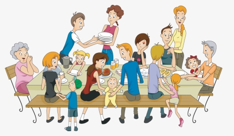 Familyreunion - Cartoon Family Dinner Table, HD Png Download, Transparent PNG