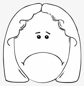 Sad Face Girl Clipart Black And White, HD Png Download, Transparent PNG