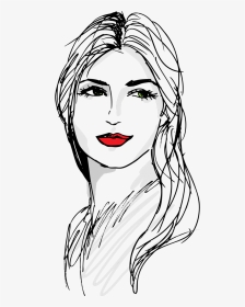 Drawing Of A Woman S Face In Black Ink, With Red Lipstick - Gora Rang Karne Ka Totka, HD Png Download, Transparent PNG