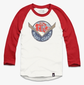 Vintage Cbc Thunderbolt Logo White With Red Raglan, HD Png Download, Transparent PNG