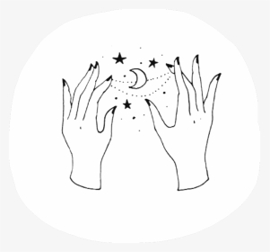 #freetoedit #sticker #hand #hands #star #moon #universe - Moon And Star Drawing Aesthetic, HD Png Download, Transparent PNG
