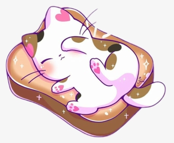 #kawaii #cute #kitty #cat #toast #sleep - Cute Kawaii Cat Clipart, HD Png Download, Transparent PNG