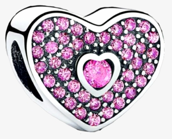 #silver #pinkdiamond #jewelry #pandora #charm #heart - Silver, HD Png Download, Transparent PNG