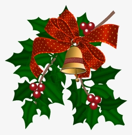 Cloche Et Houx - Christmas Bell With Holly Leaves Clip Art, HD Png Download, Transparent PNG