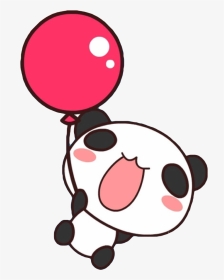 #panda #black #white #kawaii #cute #red #balloon #bear - Kawaii Panda Clipart Black And White, HD Png Download, Transparent PNG