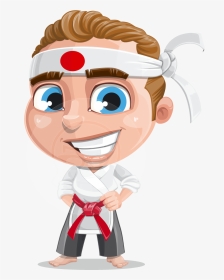 Cute Karate Boy Cartoon Vector Character Aka Combo - Boy Cartoon Characters Png, Transparent Png, Transparent PNG