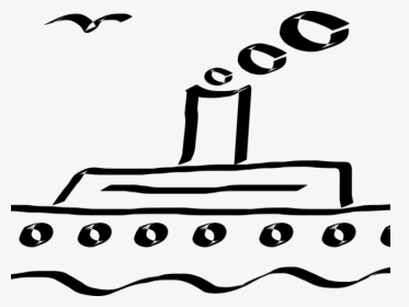 Cruise Ship Clipart Outline - Simple Ship Clipart Black And White, HD Png Download, Transparent PNG