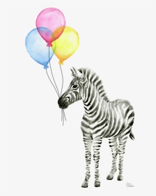 Watercolor Animals With Balloons, HD Png Download, Transparent PNG