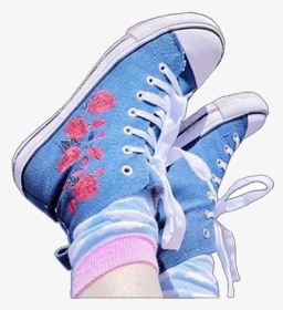 #aesthetic #converse #shoes #socks #roses #flowers - Blue Aesthetic Tumblr Girl, HD Png Download, Transparent PNG