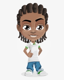 Cute African American Boy Cartoon Vector Character - African American Cartoon Boy, HD Png Download, Transparent PNG