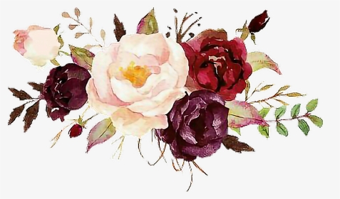 #beautiful #watercolor #lovewatercolors #flowers #flores - Burgundy Watercolor Flowers Png, Transparent Png, Transparent PNG