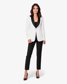 Womens White Tuxedo Jacket With Black Lapels, HD Png Download, Transparent PNG