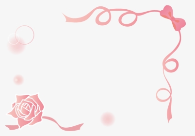 バラとリボンのフレーム Flower Frames 飾り枠無料ハート - フレーム リボン 素材, HD Png Download, Transparent PNG