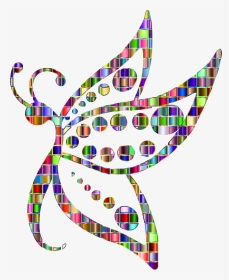Chromatic Mosaic Spotted Butterfly Clip Arts - Butterfly Silhouette Clipart, HD Png Download, Transparent PNG