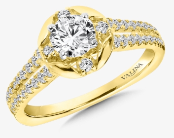 Valina Diamond Engagement Ring Mounting In 14k Yellow - Engagement Ring, HD Png Download, Transparent PNG