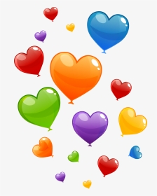 Clip Black And White Floating Balloons Clipart - Colorful Heart Balloon Png, Transparent Png, Transparent PNG