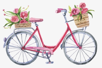 Bicicletta - Bicycle With Flowers Png, Transparent Png, Transparent PNG