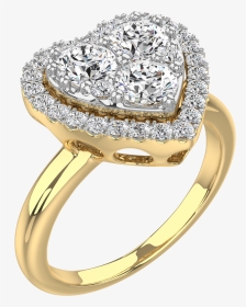 Heart Ring Gold Wirh Diamond, HD Png Download, Transparent PNG