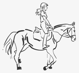 Girl Riding A Horse Drawing, HD Png Download, Transparent PNG