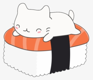 #neko #sushi #yum #cute #sweet #kittylove #kitty #food - Kawaii Cat Sushi Stickers, HD Png Download, Transparent PNG