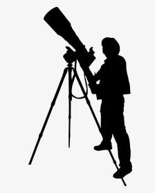 Large Camera Tripod - Astronomer With Telescope Black Silhouettes, HD Png Download, Transparent PNG
