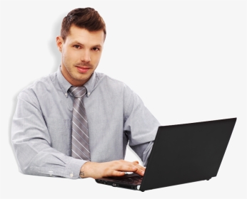 Man Using Laptop Smiling - Businessperson, HD Png Download, Transparent PNG