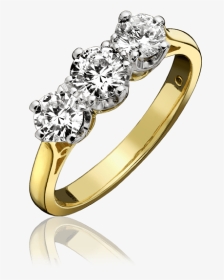 Diamond Ring 3 Stones Yellow Gold, HD Png Download, Transparent PNG