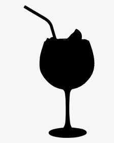 Wine Glass Clip Art Silhouette - Two Wine Glass With Straw Clipart, HD Png Download, Transparent PNG