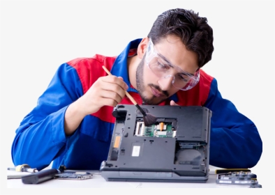 Repairman Working In Technical Fixing Laptop - Laptop Repairman, HD Png Download, Transparent PNG