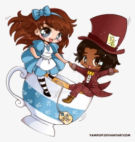 Alice And The Mad Hatter Chibi Couple Commission By - Mad Hatter Anime Mad Hatter Alice In Wonderland, HD Png Download, Transparent PNG